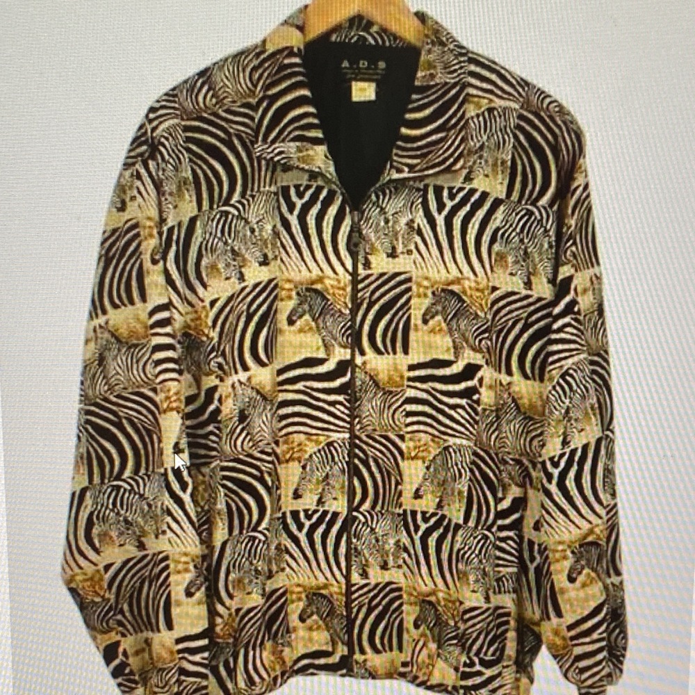 Vintage Women's Zebra Print Jacket in Black and Gold